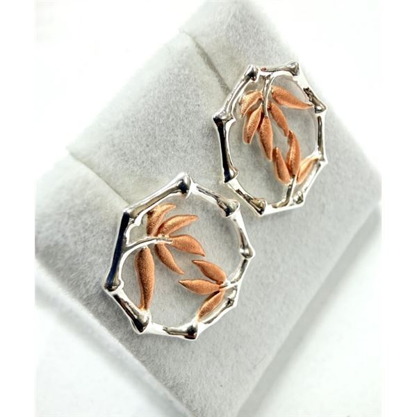 STERLING SILVER BAMBOO-THEMED EARRINGS, RETAIL $80.00.
