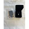 Image 1 : NEW S925 1.0CT EMERALD CUT MOISSANITE STONE HALO NECKLACE, 16-18" LONG, MOUNTED IN 925 STERLING SILV