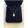 Image 2 : NEW S925 1.0CT EMERALD CUT MOISSANITE STONE HALO NECKLACE, 16-18" LONG, MOUNTED IN 925 STERLING SILV