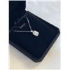 Image 3 : NEW S925 1.0CT EMERALD CUT MOISSANITE STONE HALO NECKLACE, 16-18" LONG, MOUNTED IN 925 STERLING SILV