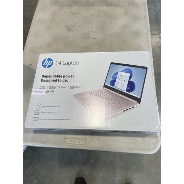 HP 14" LAPTOP WITH WINDOWS 11 IN S MODE. PINK COLOR