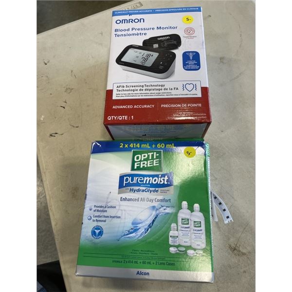 OMRON BLOOD PRESSURE MONITOR AND OPTI-FREE PUREMOIST SOLUTION
