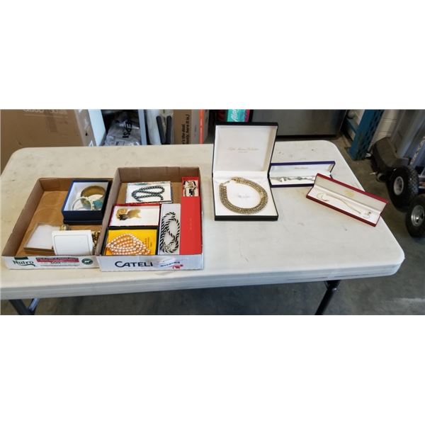 7 NECKLACES AND 3 BANGLE / BRACELETS SETS, ALL IN BOXES
