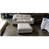 Image 1 : NATUZZI WHITE LEATHER COUCH W/ OTTOMAN