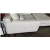 Image 5 : NATUZZI WHITE LEATHER COUCH W/ OTTOMAN