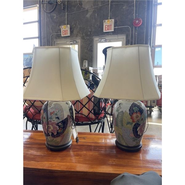 PAIR OF NEW EASTERN CERAMIC TABLE LAMPS