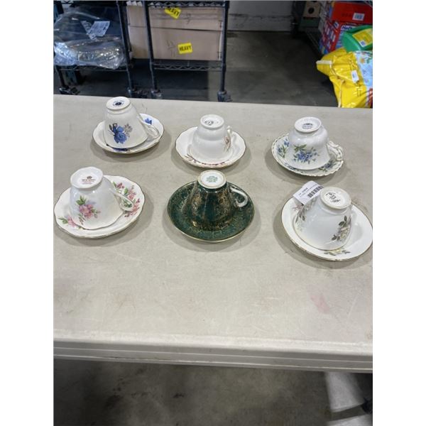 6 CHINA  CUPS AND SAUCERS -  ROYAL ALBERT, ROYAL VALE, ROYAL ASCOT, ROYAL TRENT, AND ROYAL GRAFTON