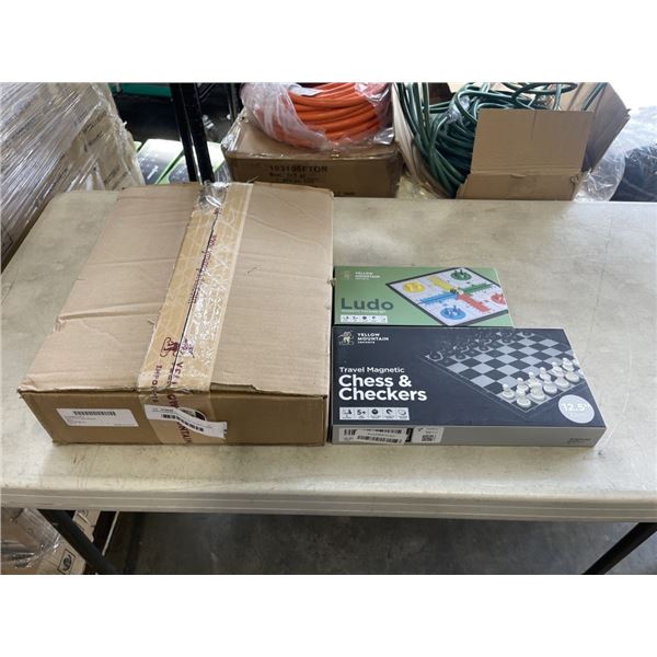 NEW CHINESE MAHJONG SET IN SOFT CASE AND LUDO MAGNETIC FOLDING SET AND TRAVEL MAGNETIC CHESS & CHECK