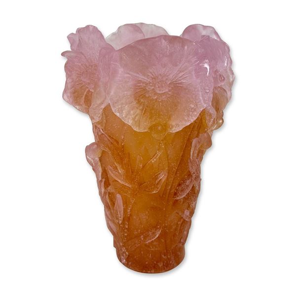 Daum Pate de Verre Hibiscus Vase