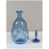 Image 3 : Blenko Mid-Century Pinched Blue Glass Decanter