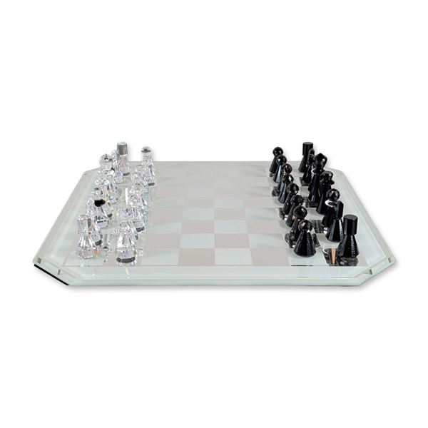 33pc Swarovski Contemporary Faceted Crystal Chess Set