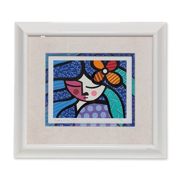 Romero Britto (Brazilian, b. 1963), Serigraph on Paper, Girl with Flower, Signed & Numbered