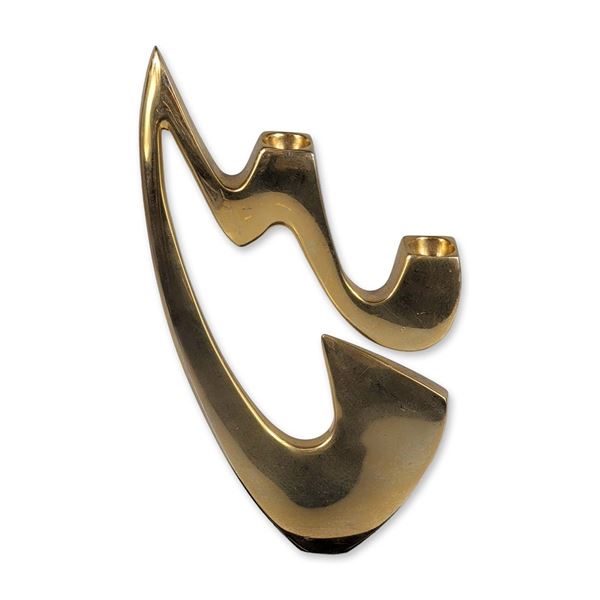 Baruch Shoham 24K Gold Plate Shabbat Candlestick Holder