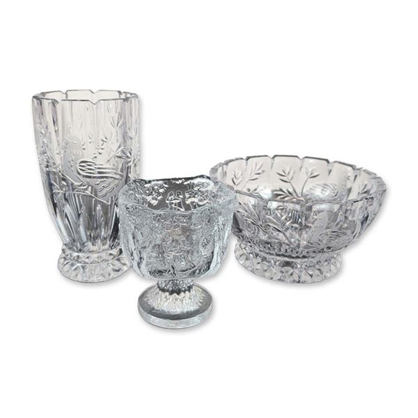 3pc Clear Crystal and Glass Tableware
