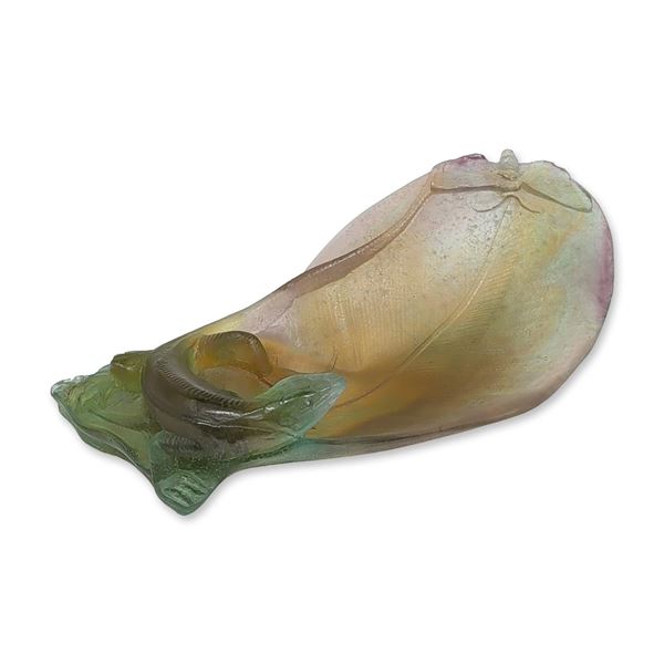 Daum France Pate de Verre Lizard Leaf Dish