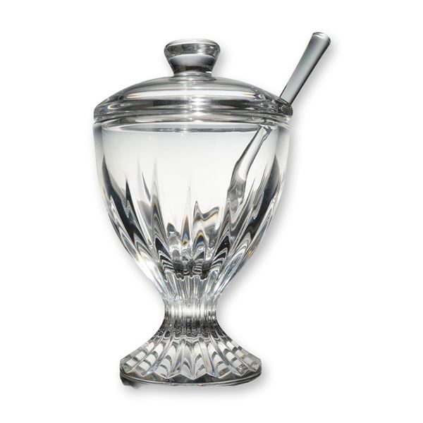 Baccarat Massena Crystal Condiment Jar with Lid and Spoon