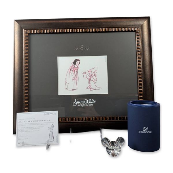2pc Swarovski Disney Snow White Lithograph and Crystal Title Plaque