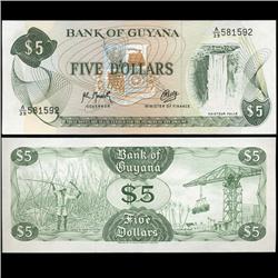 1992 Guyana Scarce $5 Crisp Unc Note (CUR-05713)