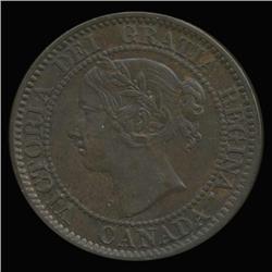 1859 Canada 1c Hi Grade AU+ RARE 9/8 Variety (COI-6679)