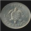 Image 2 : 1962 Fiji 6 Pence Elizabeth BU MS64+ (COI-7000)