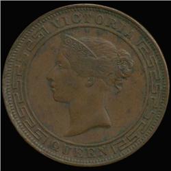 1892 Ceylon Victoria 5 Cent Very High Grade (COI-6940)