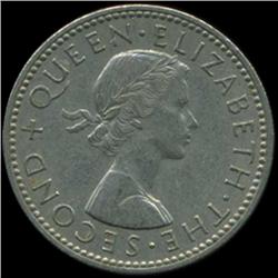 1956 New Zealand Shilling Elizabeth AU+ (COI-6978)