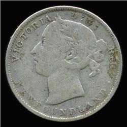 1900 Canada Newfoundland 20c Silver Hi Grade RARE Small 99 Variety (COI-6765)
