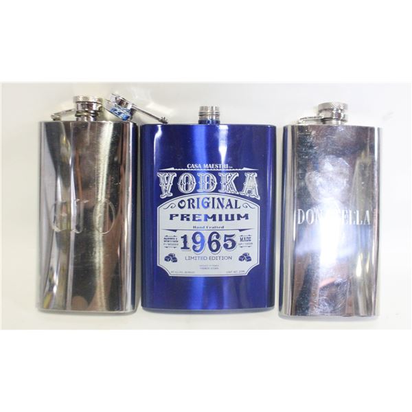 COLLECTION OF 3 FLASKS