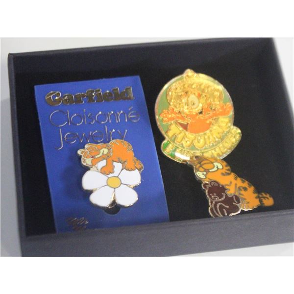 VINTAGE GARFIELD CLOISONNE JEWELRY PINS