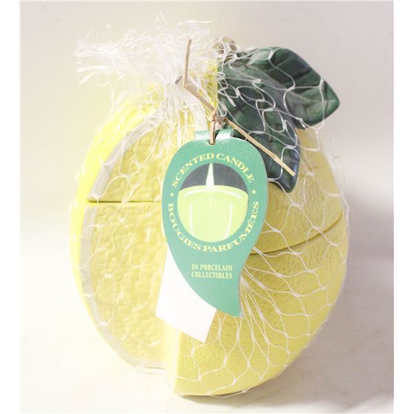 NEW LARGE 3 WICK LEMON SCENTED CANDLE IN