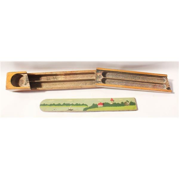 HAND PAINTED INK WELL AND PEN HOLDER