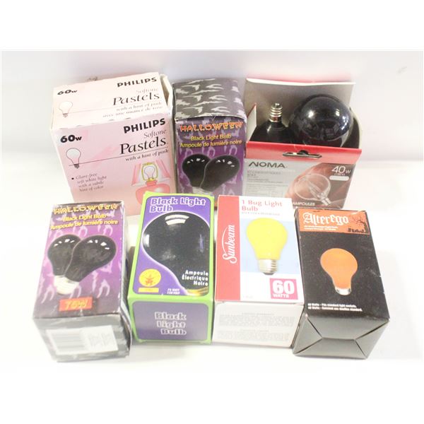 BLACK LIGHT BULBS+OTHER COLORED BULBS