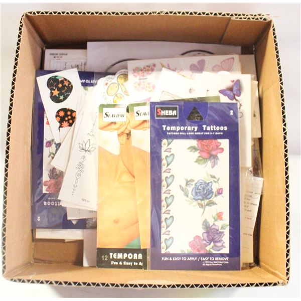 BOX OF 100’S OF TEMPORARY TATTOOS