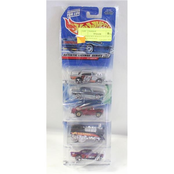 VINTAGE HOT WHEELS- LOT OF 5- NEW IN PACKAGE