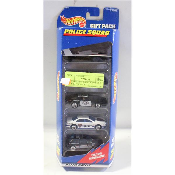 VINTAGE HOT WHEELS- LOT OF 5- NEW IN PACKAGE