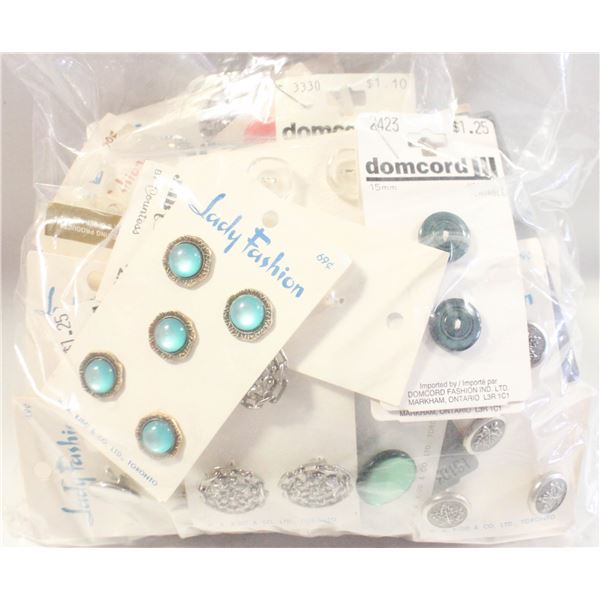 VINTAGE SEWING BUTTONS ON CARDS- BAG LOT ASSORTED