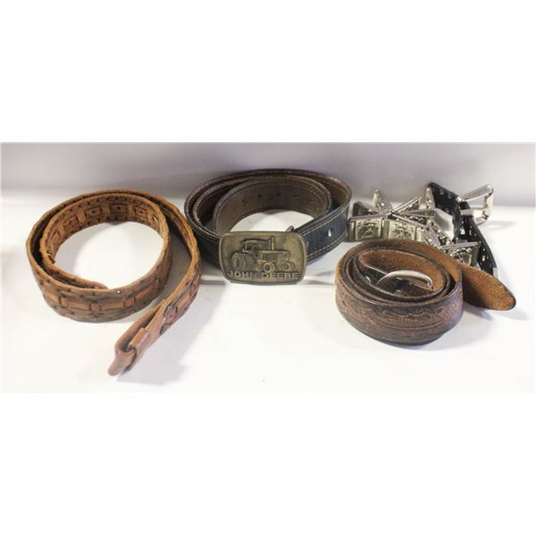 3 VINTAGE LEATHER METAL BELT LOT