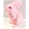 Image 1 : VINTAGE PINK FLOCKED BUNNY COIN BANK