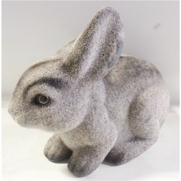VINTAGE GREY FLOCKED GREY BUNNY