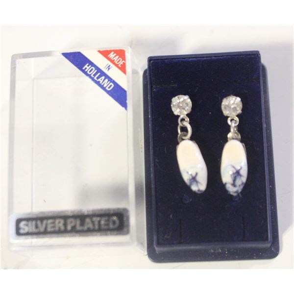 VINTAGE SILVER PLATED EARRINGS DELFT