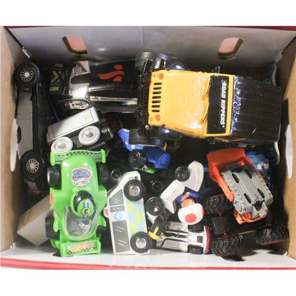 ASSORT. OF DIECAST+PLASTIC TOY VEHICLES
