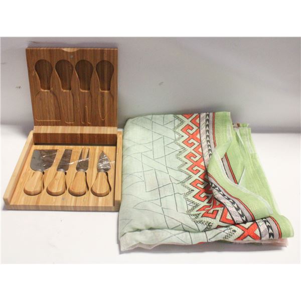 WOODEN CASED CHEESE KNIVES + FULL SIZE