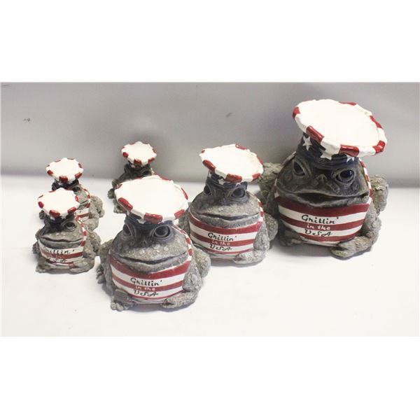 FLAT OF 6 GARDEN FROGS
