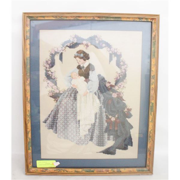 LARGE FRAMED PETIT POINT