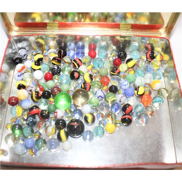 TIN OF OLD MARBLES