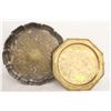 Image 1 : 2 VINTAGE PLATTERS 14" BRASS & 17" SILVER PLATED