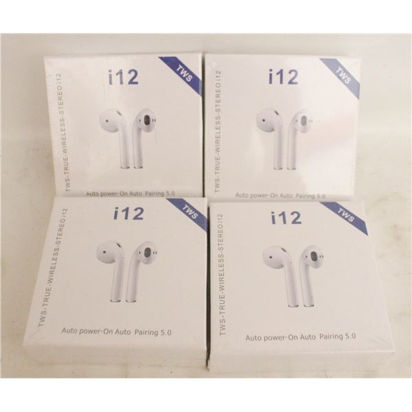 LOT OF 4 I12 TWS TRUE WIRELESS STEREO EARBUDS
