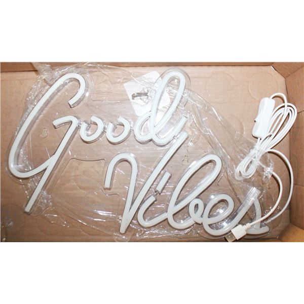PINK LED NEON SIGN GOOD VIBES WALL LIGHT NEW