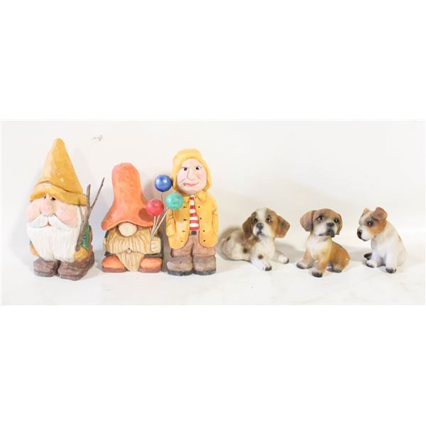 2 WOOD CARVED GNOMES, WOOD CARVED