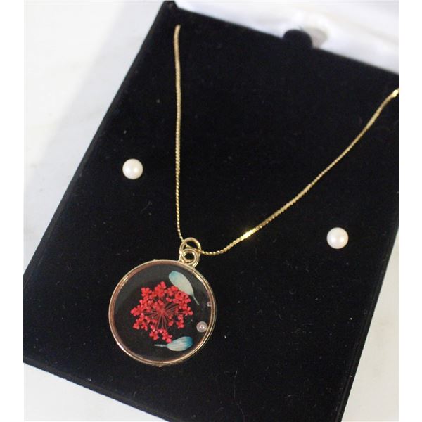 DRY FLOWERED NECKLACE & EARRING SET
